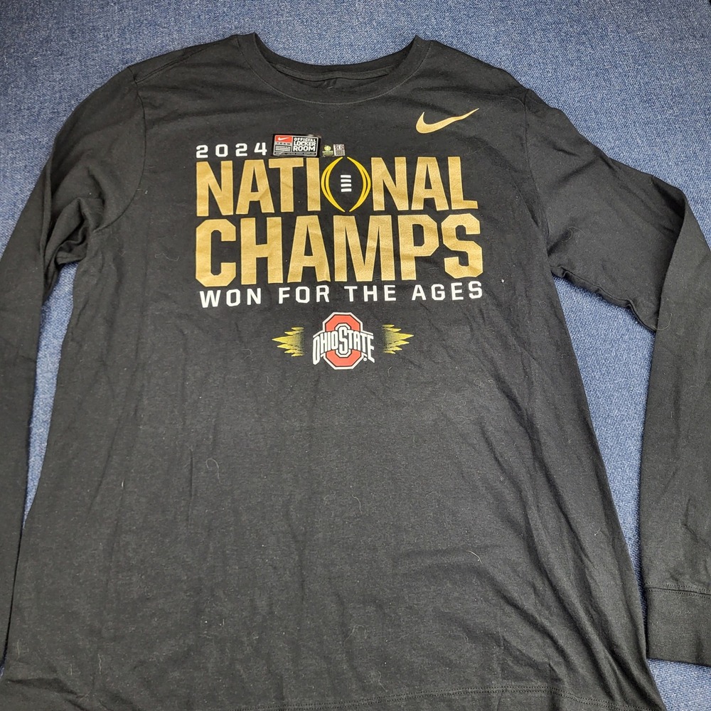 Nike Ohio State Buckeyes 2024 National Champs Long Sleeve T-Shirt Mens Lg Black
